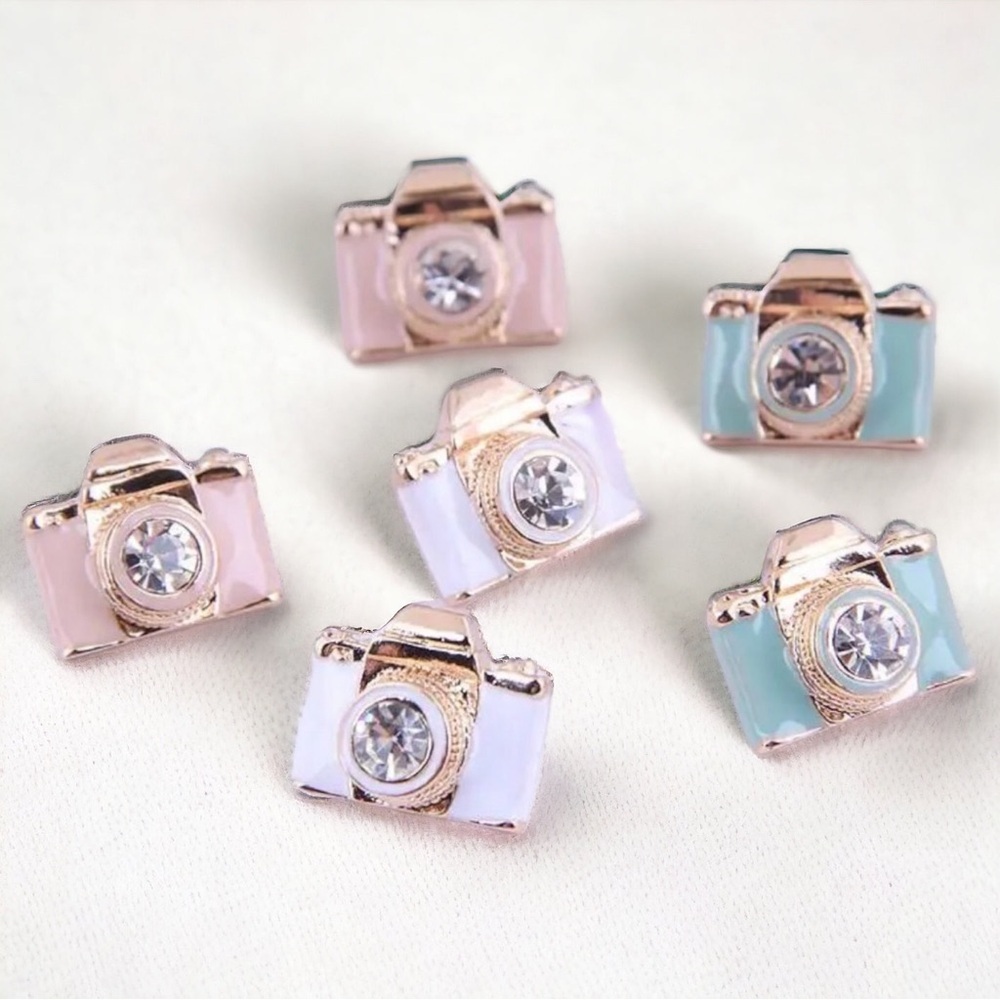 Shimmering Blue Camera Studs - Capture Every Moment in Style! NWT Stud Earrings - Picture 2 of 4